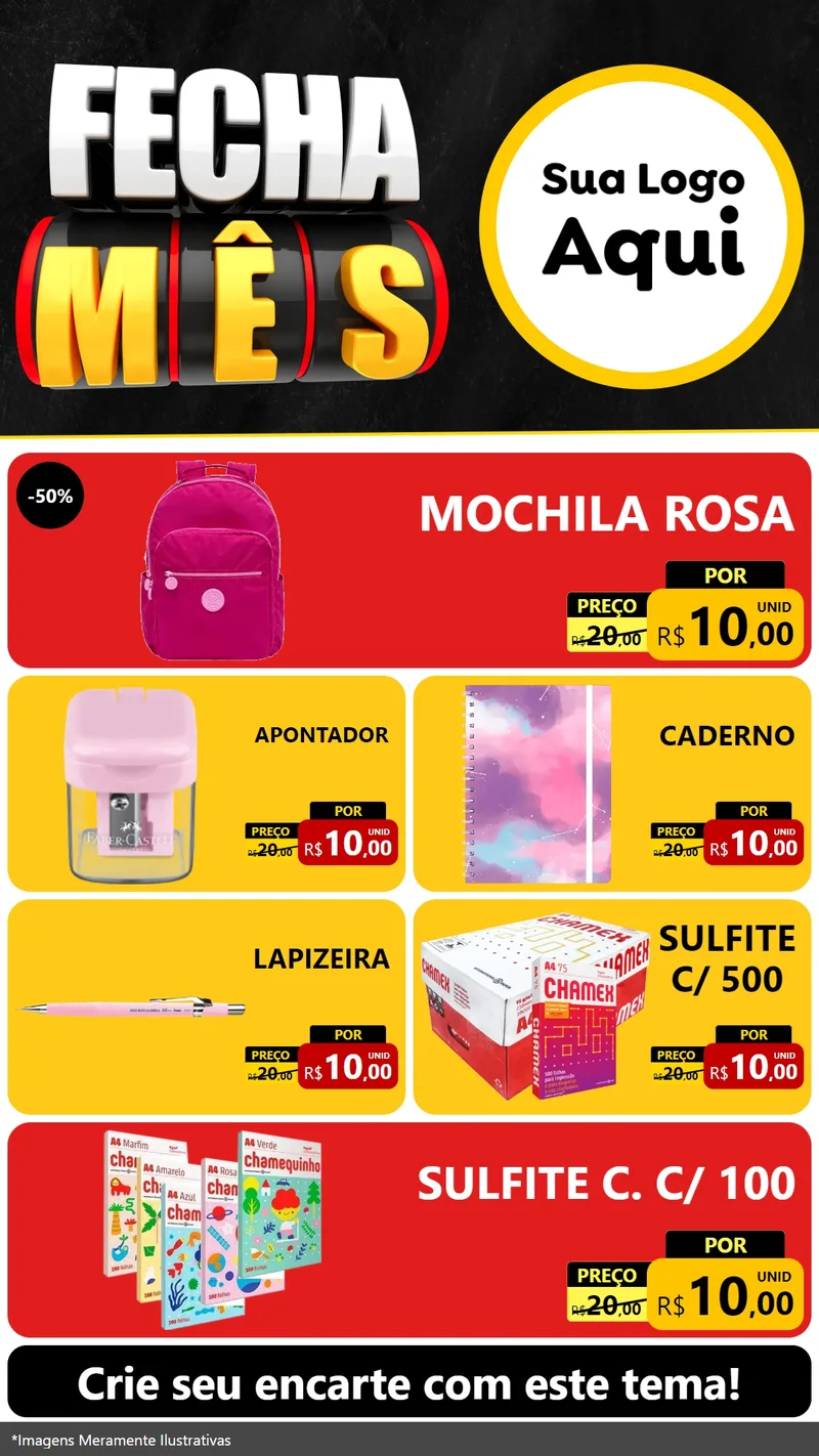 Modelo de TV para TV Vertical com o tema Fecha Mês para Papelaria