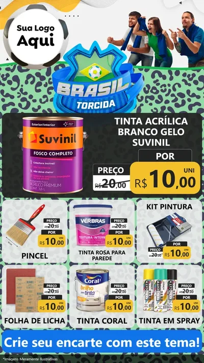 Modelo de Rede Social para Stories com o tema Brasil Torcida - Copa para Tintas e Ferramentas