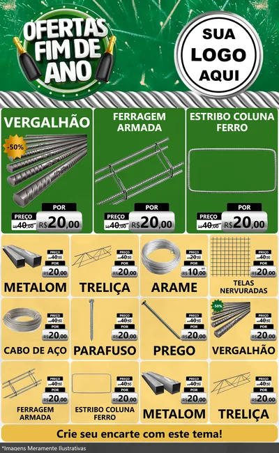 Modelo de Encarte para Encarte Grande com o tema Ofertas Fim de Ano para Ferragens