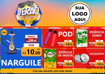Modelo de Encarte para Encarte A4 Horizontal com o tema Verão de Ofertas para Tabacaria