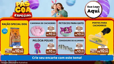 Modelo de TV para TV Horizontal com o tema Páscoa Especial para Pet Shop