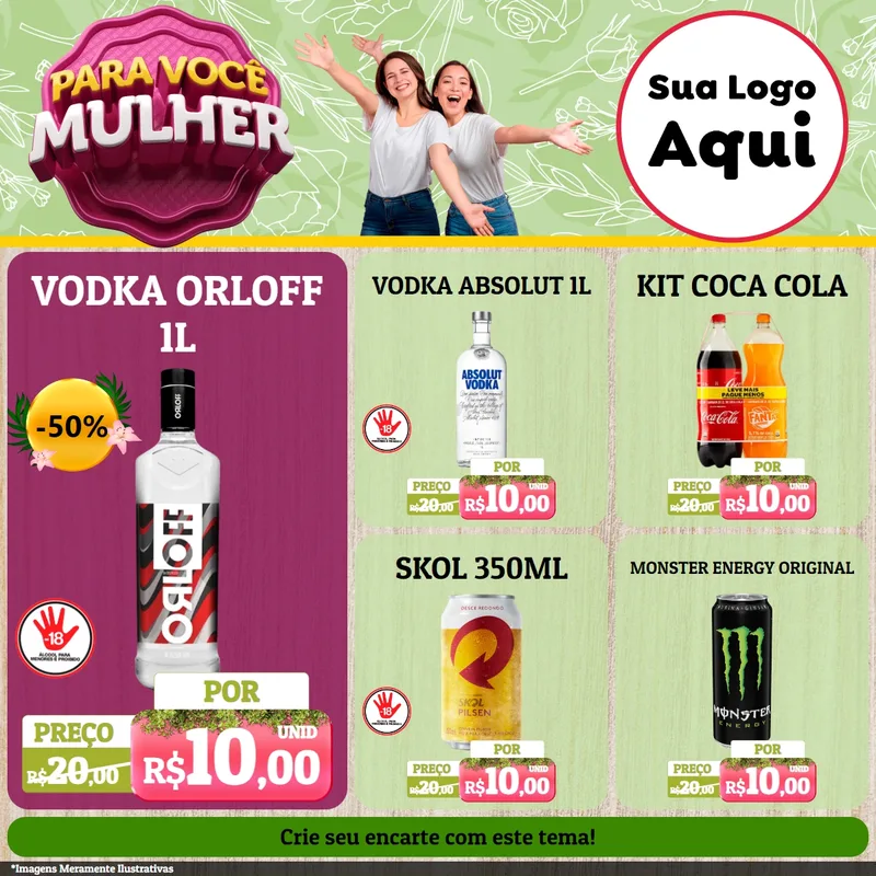 Modelo de Rede Social para Feed Facebook com o tema Para Você Mulher para Distribuidora de bebidas