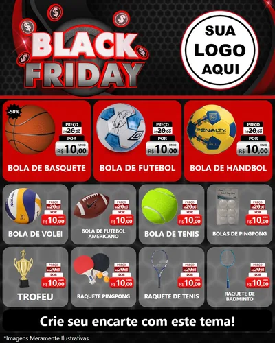 Modelo de Rede Social para Feed Instagram com o tema Black Friday para Artigos Esportivos