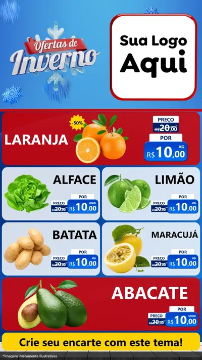 Modelo de TV para TV Vertical com o tema Ofertas de Inverno para Hortifrúti