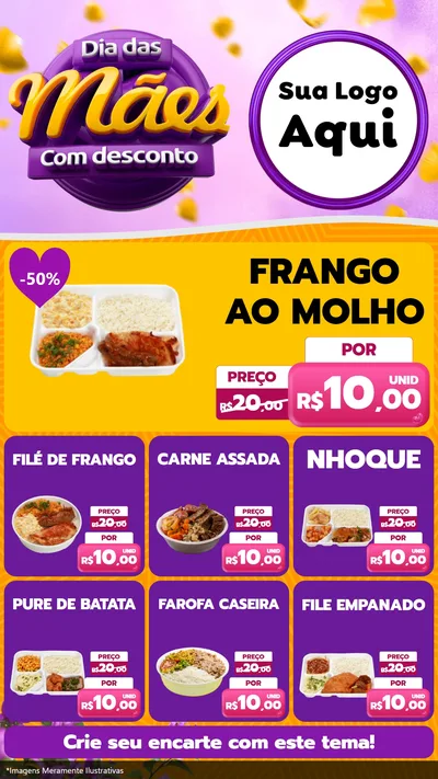 Modelo de Rede Social para Stories com o tema Dia das Mães com Desconto para Restaurante