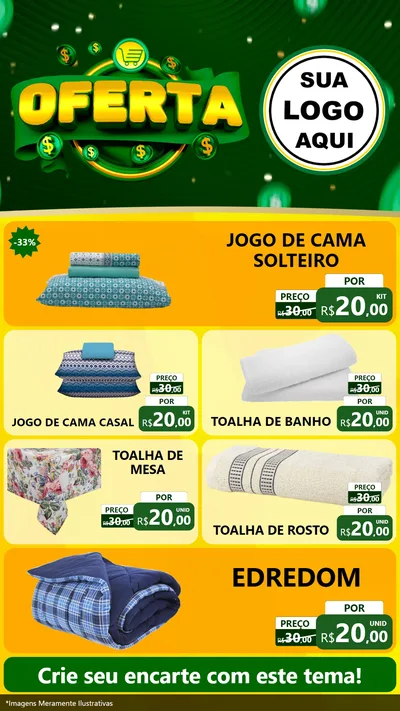 Modelo de TV para TV Vertical com o tema Oferta para Cama, Mesa e Banho