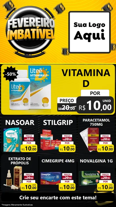 Modelo de Rede Social para Stories com o tema Fevereiro Imbatível para Farmácia
