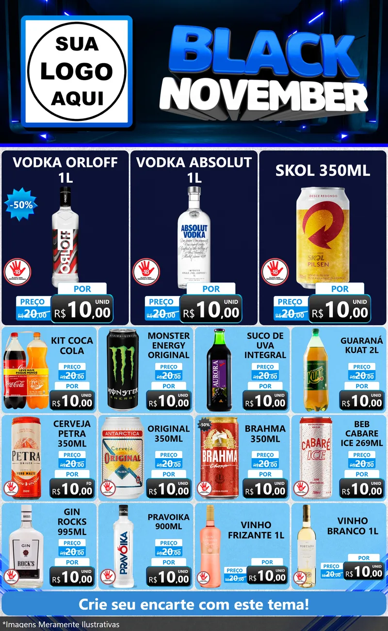 Modelo de Encarte para Encarte Grande com o tema Black November para Distribuidora de bebidas