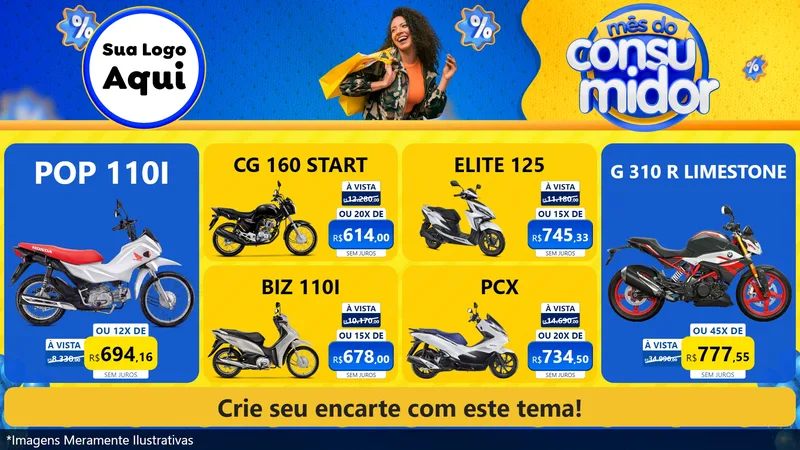 Modelo de TV para TV Horizontal com o tema Mês do Consumidor para Concessionaria de Motos