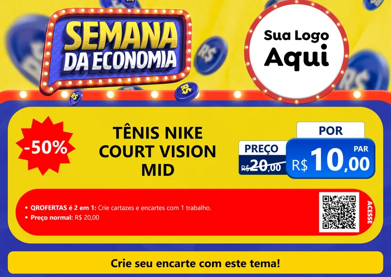 Modelo de Cartaz para Cartaz A4 Horizontal com o tema Semana da Economia para Calçados