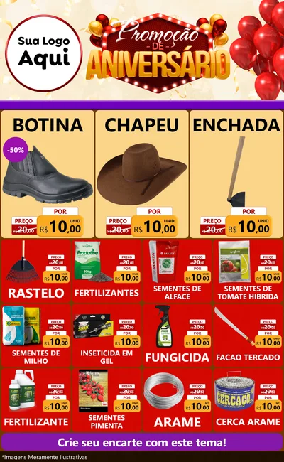 Modelo de Encarte para Encarte Grande com o tema Promoção de Aniversário para Agropecuária