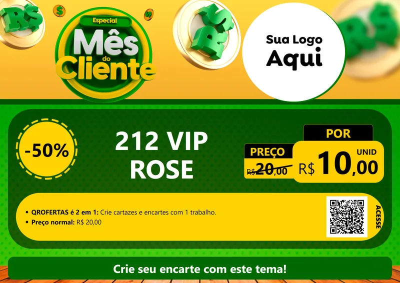 Modelo de Cartaz para Cartaz A4 Horizontal com o tema Especial Mês do Cliente para Perfumes