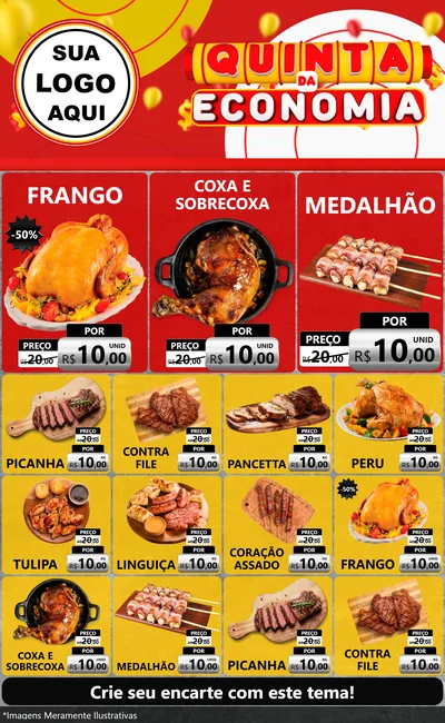 Modelo de Encarte para Encarte Grande com o tema Quinta da Economia para Assados