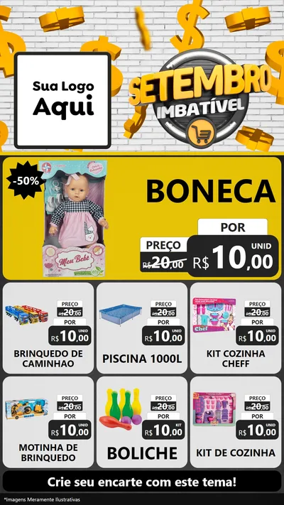 Modelo de Rede Social para Stories com o tema Setembro Imbatível para Brinquedos