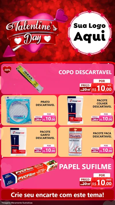 Modelo de TV para TV Vertical com o tema Valentine's Day para Embalagens