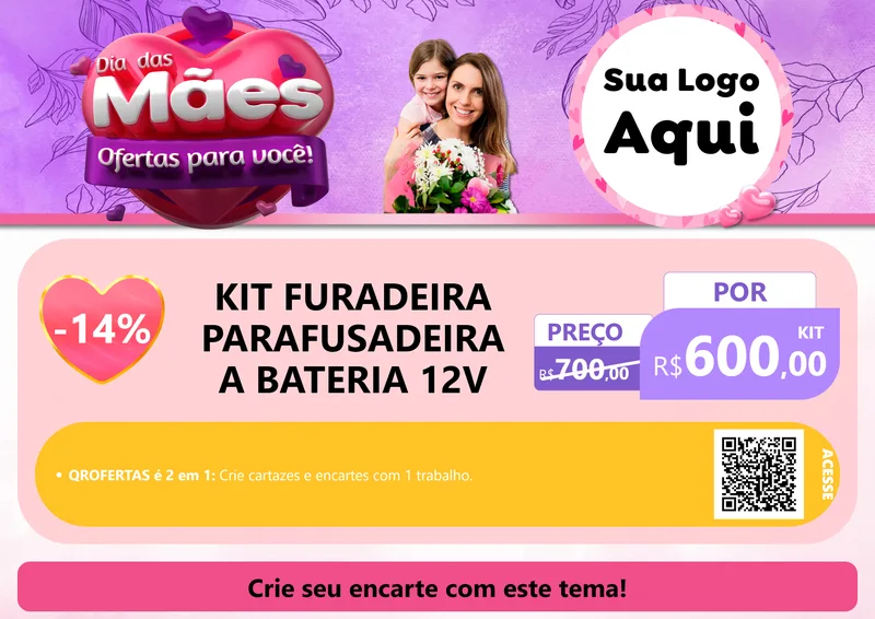 Modelo de Cartaz para Cartaz A4 Horizontal com o tema Dia das Mães Ofertas para Você! para Maquinas e Ferramentas