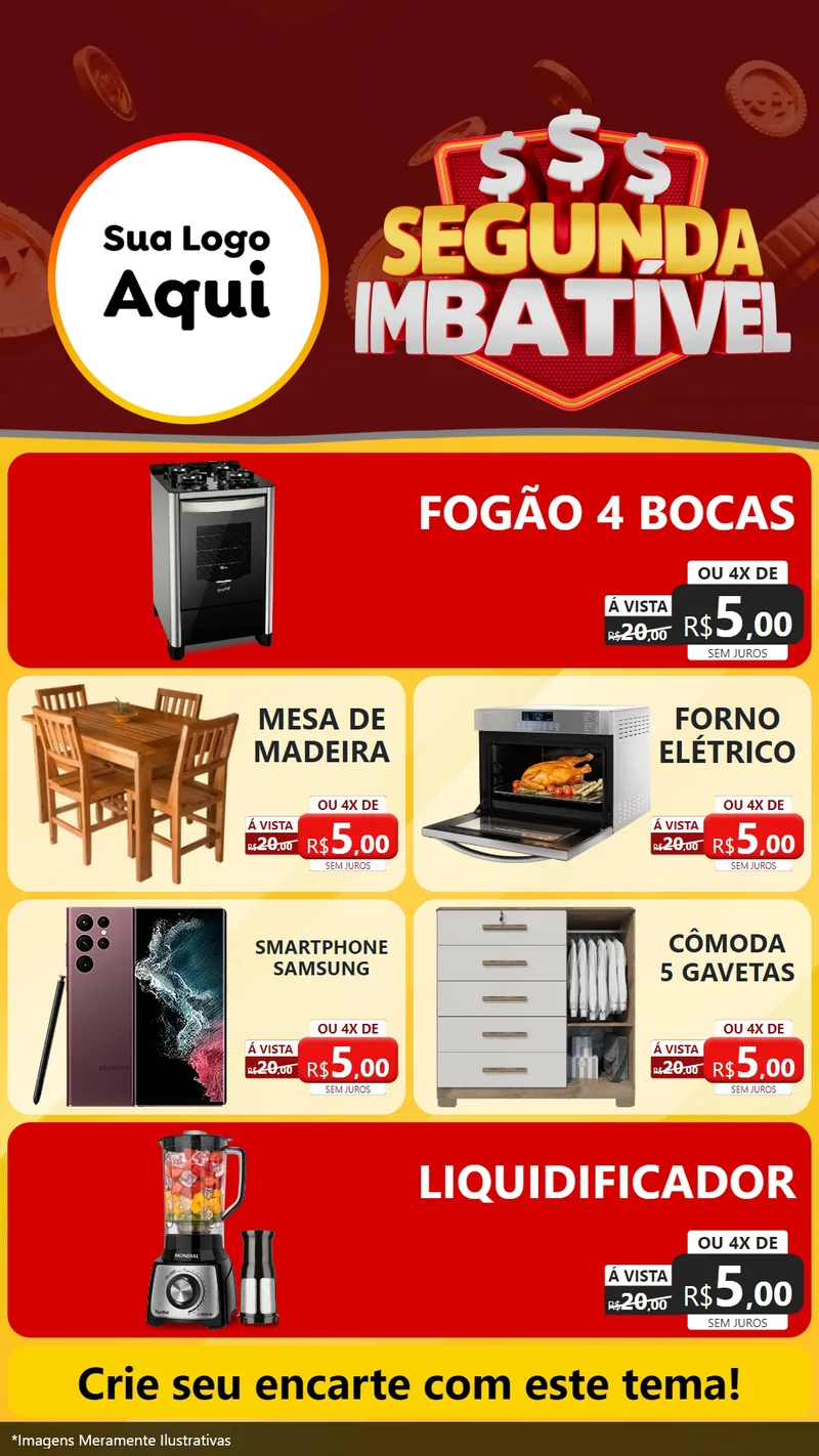 Modelo de TV para TV Vertical com o tema Segunda Imbatível para Móveis e Eletro