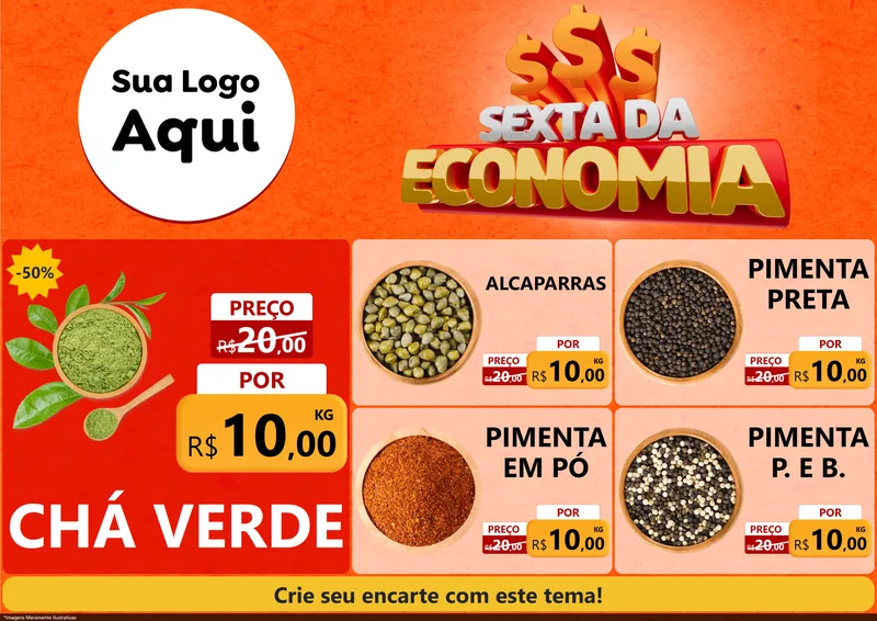 Modelo de Encarte para Encarte A4 Horizontal com o tema Sexta da Economia para Produtos Naturais