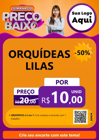 Modelo de Cartaz para Cartaz A4 Vertical com o tema Semana do Preço Baixo para Floricultura e jardim