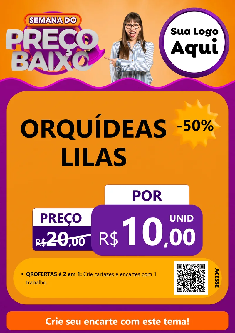 Modelo de Cartaz para Cartaz A4 Vertical com o tema Semana do Preço Baixo para Floricultura e jardim