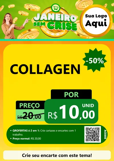 Modelo de Cartaz para Cartaz A4 Vertical com o tema Janeiro Sem Crise para Suplementos alimentares