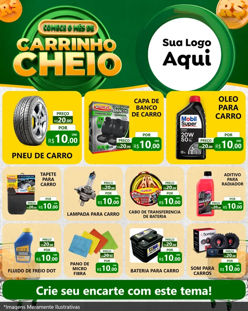 Modelo de Rede Social para Feed Instagram com o tema Carrinho Cheio para Auto peças