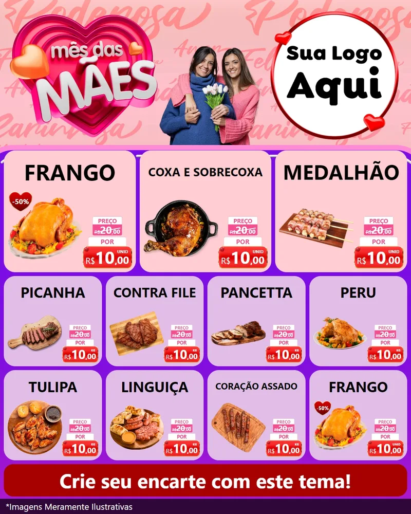 Modelo de Rede Social para Feed Instagram com o tema Mês Das Mães para Assados