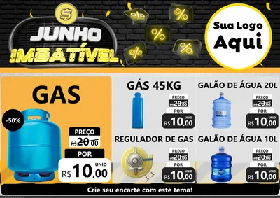 Modelo de Encarte para Encarte A4 Horizontal com o tema Junho Imbatível para Água e gás