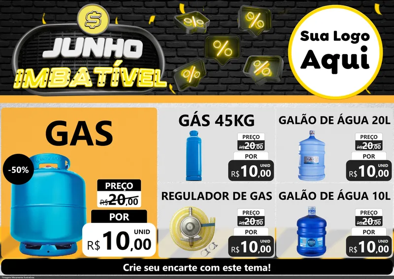 Modelo de Encarte para Encarte A4 Horizontal com o tema Junho Imbatível para Água e gás