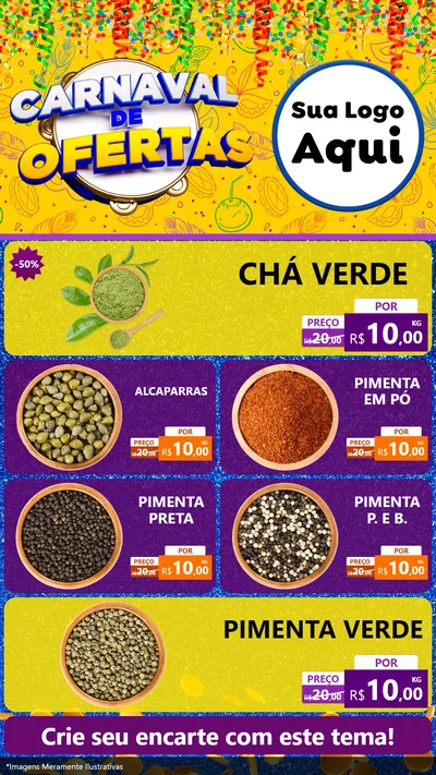 Modelo de TV para TV Vertical com o tema Carnaval de Ofertas para Produtos Naturais