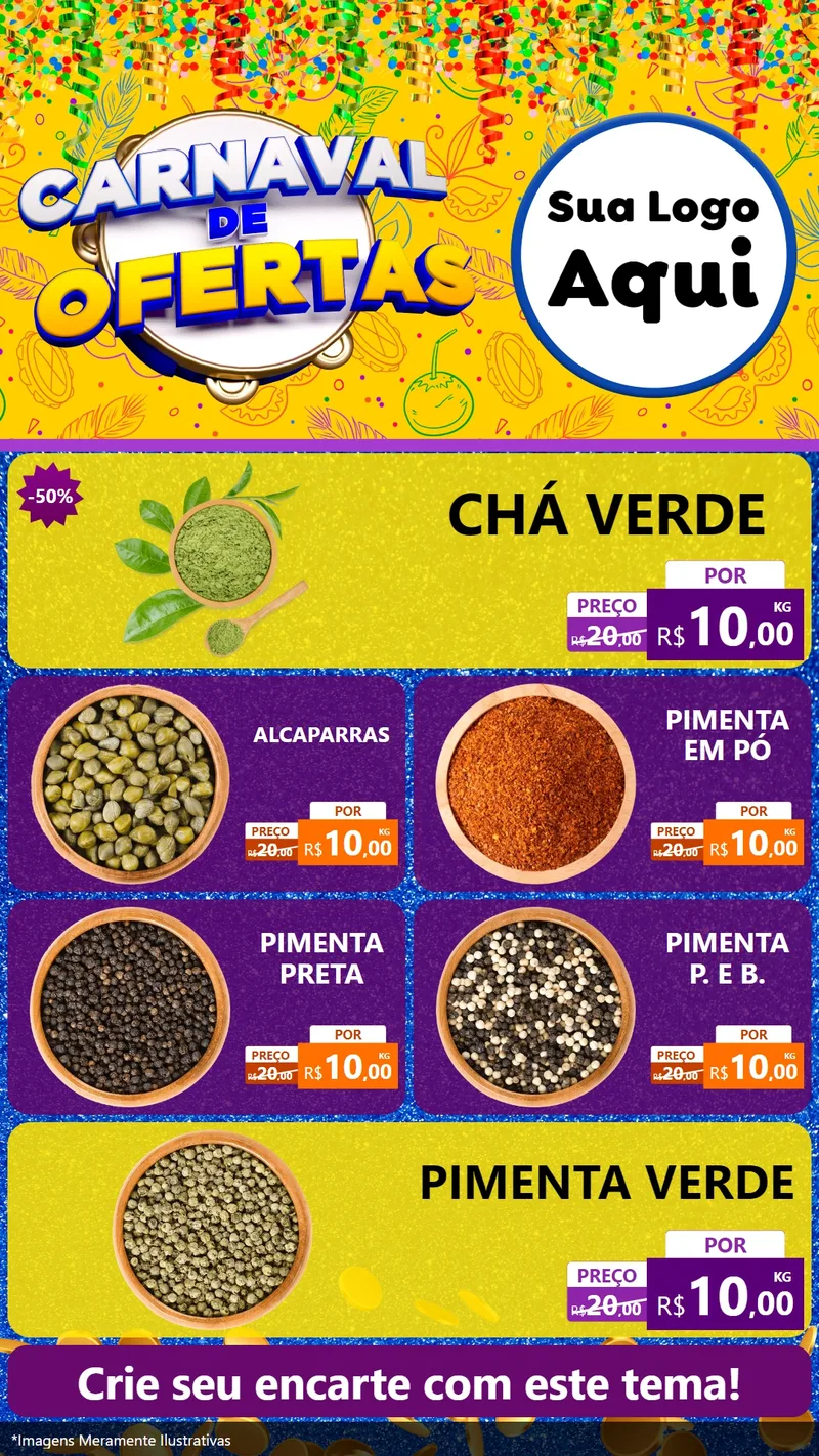 Modelo de TV para TV Vertical com o tema Carnaval de Ofertas para Produtos Naturais