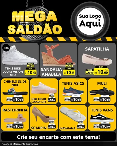 Modelo de Rede Social para Feed Instagram com o tema Mega Saldão para Calçados