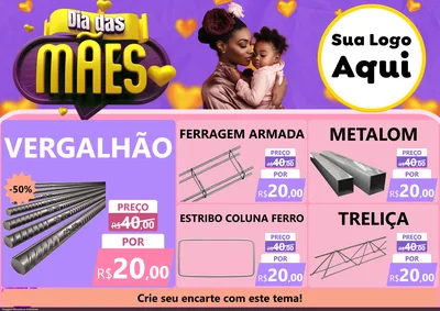 Modelo de Encarte para Encarte A4 Horizontal com o tema Dia das Mães para Ferragens