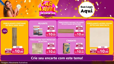 Modelo de TV para TV Horizontal com o tema Carnaval de Ofertas para Pisos e revestimentos