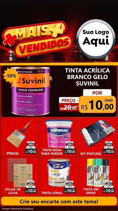 Modelo de Rede Social para Stories com o tema Mais Vendidos para Tintas e Ferramentas