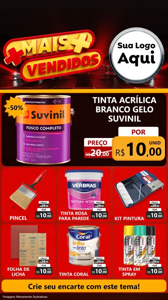 Modelo de Rede Social para Stories com o tema Mais Vendidos para Tintas e Ferramentas