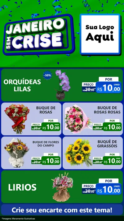 Modelo de TV para TV Vertical com o tema Janeiro Sem Crise para Floricultura e jardim