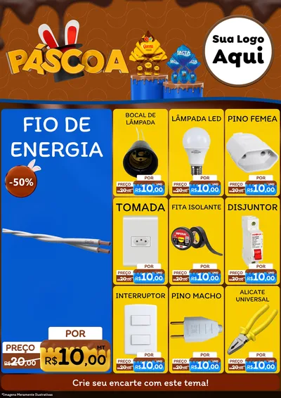 Modelo de Encarte para Encarte A4 Vertical com o tema Páscoa para Materiais Elétricos
