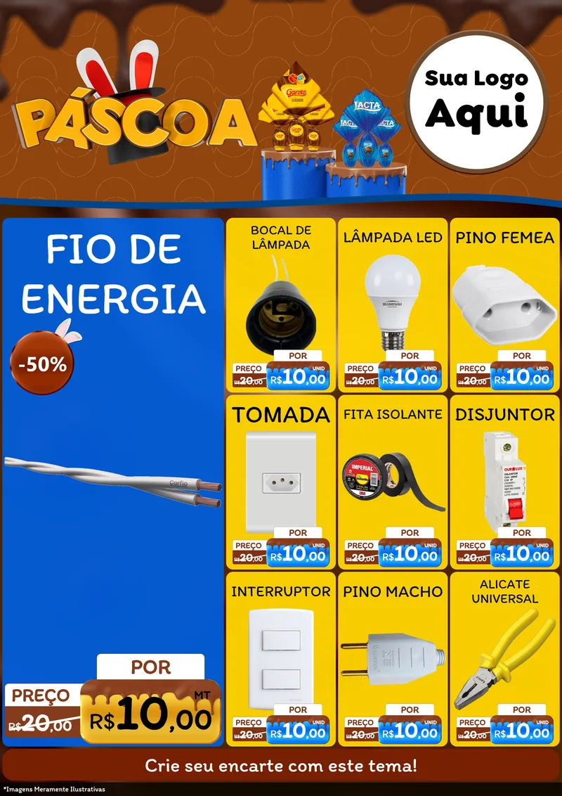 Modelo de Encarte para Encarte A4 Vertical com o tema Páscoa para Materiais Elétricos