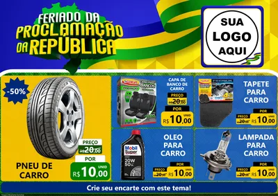 Modelo de Encarte para Encarte A4 Horizontal com o tema Feriado da Proclamação da República para Auto peças