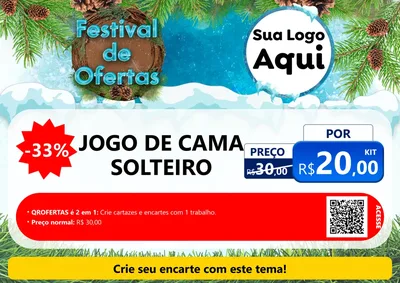 Modelo de Cartaz para Cartaz A4 Horizontal com o tema Festival de Ofertas - Inverno para Cama, Mesa e Banho