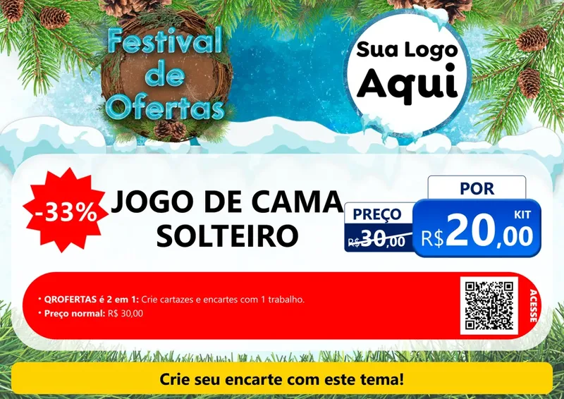 Modelo de Cartaz para Cartaz A4 Horizontal com o tema Festival de Ofertas - Inverno para Cama, Mesa e Banho