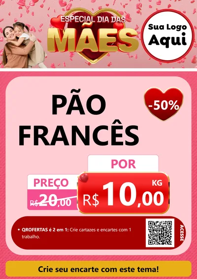 Modelo de Cartaz para Cartaz A4 Vertical com o tema Especial Dia Das Mães para Padaria