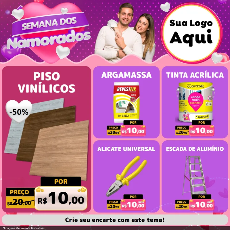 Modelo de Rede Social para Feed Facebook com o tema Semana dos Namorados para Material para Construção