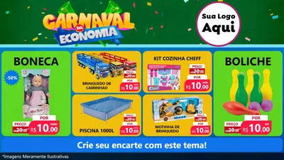 Modelo de TV para TV Horizontal com o tema Carnaval da Economia para Brinquedos