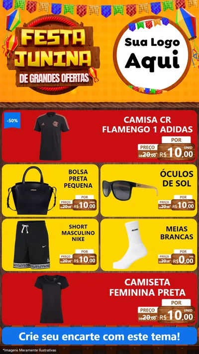 Modelo de TV para TV Vertical com o tema Festa Junina de Grandes Ofertas para Roupas e acessórios