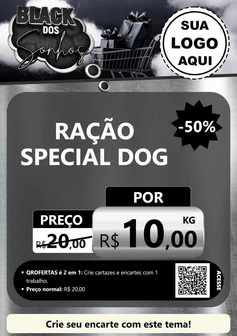 Modelo de Cartaz para Cartaz A4 Vertical com o tema Black dos Sonhos para Pet Shop