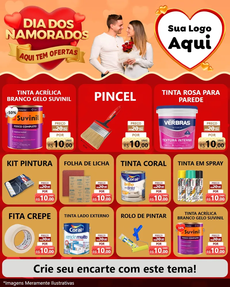 Modelo de Rede Social para Feed Instagram com o tema Dia dos Namorados - Aqui Tem Ofertas para Tintas e Ferramentas