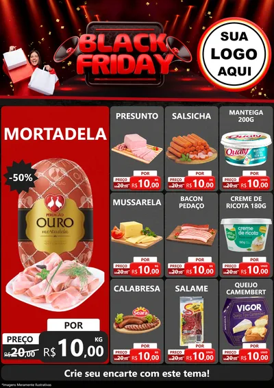 Modelo de Encarte para Encarte A4 Vertical com o tema Black Friday para Frios e Laticínios