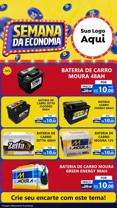 Modelo de TV para TV Vertical com o tema Semana da Economia para Baterias Elétricas